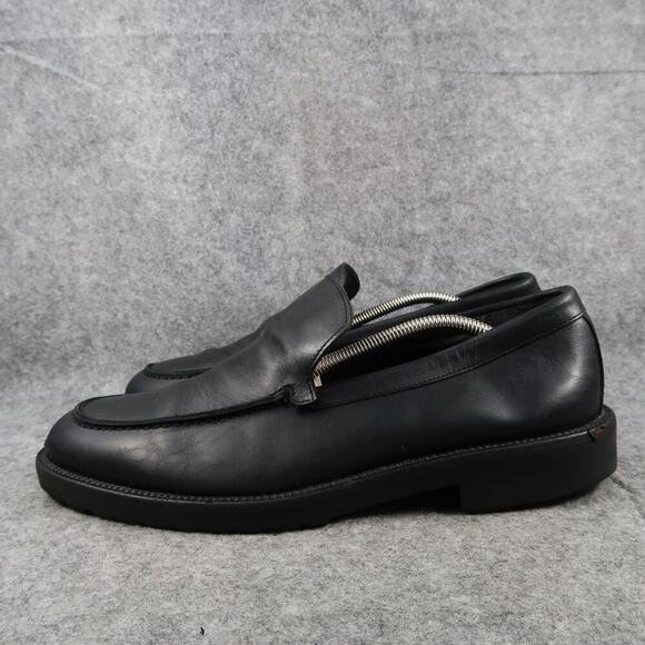 Banana Republic Shoes Mens 10 Loafer Slip On Black Leather Moc Toe Classic Italy main image 12